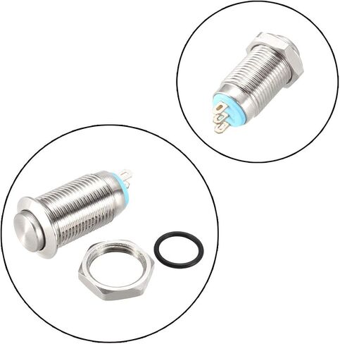 uxcell Latching Metal Push Button Switch 10mm Mounting Dia 1NO 1NC COM DC 30V 0.1A 24 X 13.5mm in Saudi Arabia