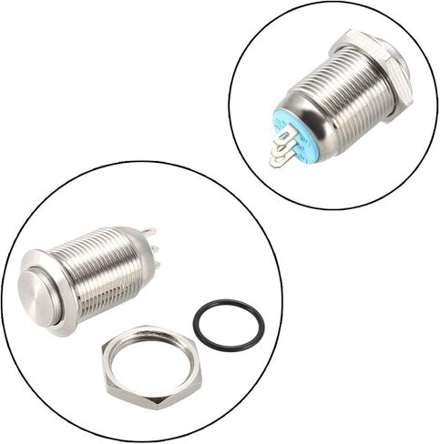 uxcell Latching Metal Push Button Switch 10mm Mounting Dia 1NO 1NC COM DC 30V 0.1A 24 X 13.5mm in Saudi Arabia
