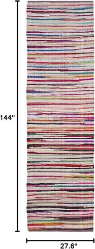 SAFAVIEH Rag Rug Collection Accent Rug - 2' x 3', Blue & Multi, Handmade Boho Stripe Cotton, Ideal for High Traffic Areas in Entryway, Living Room, Bedroom (RAR240B) in Saudi Arabia