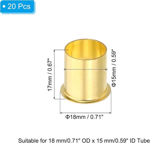 PATIKIL Brass Compression Insert, 40 Pack 10mm OD x 8mm ID Tube Insert Tube Support Compression Fitting Assortment Kit for Water Oil Air Pipe in Saudi Arabia