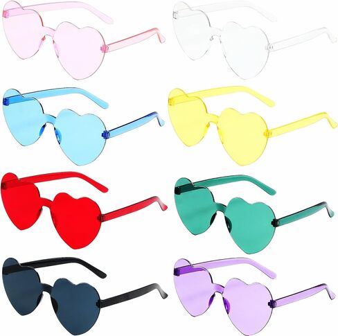 8 Pair Heart Shaped Sunglasses for Women, Heart Glasses, Heart Sunglasses, Light Yellow in Kuwait
