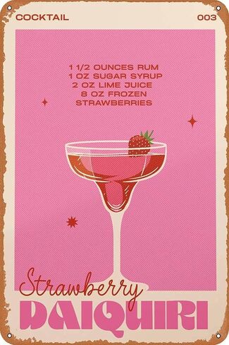 Retro Cocktail Espresso Martini Metal Sign Wall Art Pub Bar Home Decor Tin Signs Print 8inch*12inch in Saudi Arabia