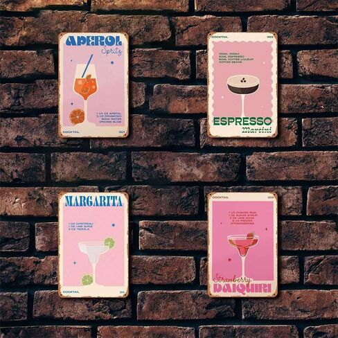 Retro Cocktail Espresso Martini Metal Sign Wall Art Pub Bar Home Decor Tin Signs Print 8inch*12inch in Saudi Arabia