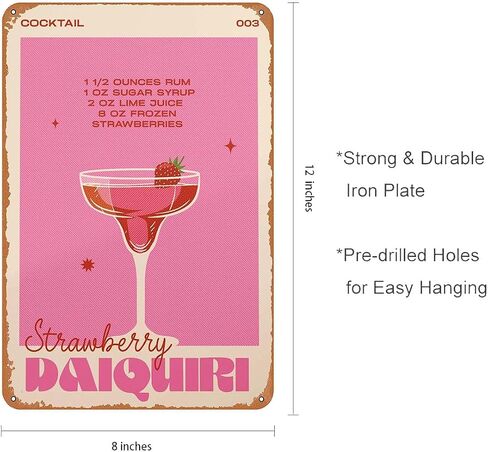 Retro Cocktail Espresso Martini Metal Sign Wall Art Pub Bar Home Decor Tin Signs Print 8inch*12inch in Saudi Arabia