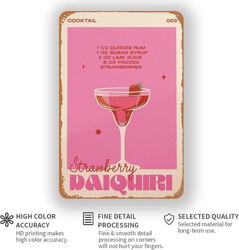 Retro Cocktail Espresso Martini Metal Sign Wall Art Pub Bar Home Decor Tin Signs Print 8inch*12inch in Saudi Arabia
