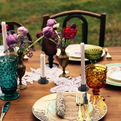 4 قطع من حوامل الشموع السوداء، حامل شمعدان قديم لديكور المزرعة لطاولة مركزية لحفلات الزفاف والذكرى السنوية لحفلات الزفاف وحفلات الزفاف المنزلية وهدايا الانتقال لمنزل جديد للنساء والرجال in Kuwait