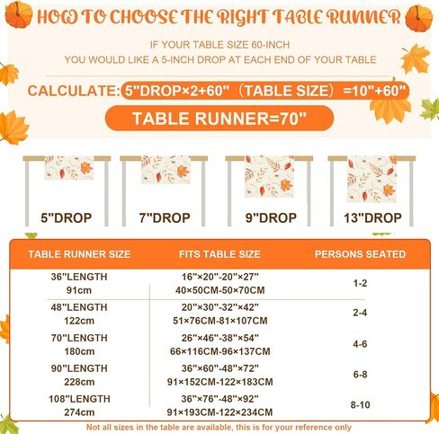 U'Artlines Fall Table Runner, Thanksgiving Autumn Harvest White Pumpkins Maple Leaves Table Runners for Holiday Party Home Dining Table Decorations, 13x72 Inch in Saudi Arabia