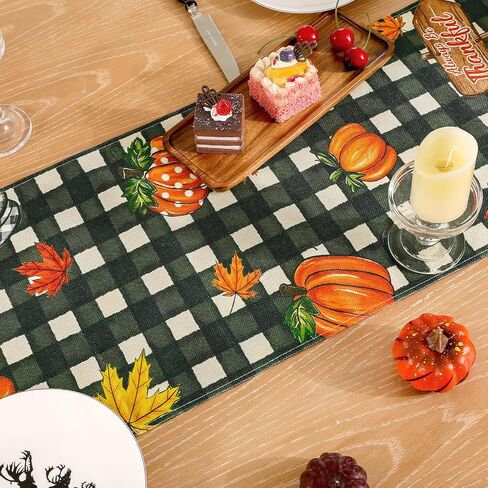U'Artlines Fall Table Runner, Thanksgiving Autumn Harvest White Pumpkins Maple Leaves Table Runners for Holiday Party Home Dining Table Decorations, 13x72 Inch in Saudi Arabia