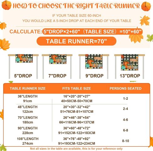U'Artlines Fall Table Runner, Thanksgiving Autumn Harvest White Pumpkins Maple Leaves Table Runners for Holiday Party Home Dining Table Decorations, 13x72 Inch in Saudi Arabia