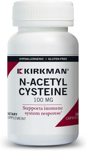 Kirkman N-Acetyl Cysteine100 mg - Hypoallergenic || NAC || 100 Vegetarian Capsules || Gluten and Casein Free || Antioxidant || Supports Immune System Response. in Saudi Arabia
