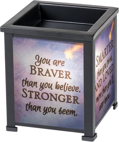 Elanze Designs Braver Stronger Smarter Black Metal Electrical Wax Tart and Oil Glass Lantern Warmer in Saudi Arabia