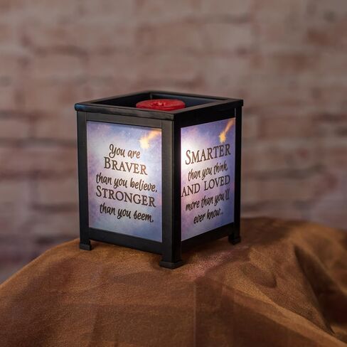Elanze Designs Braver Stronger Smarter Black Metal Electrical Wax Tart and Oil Glass Lantern Warmer in Saudi Arabia