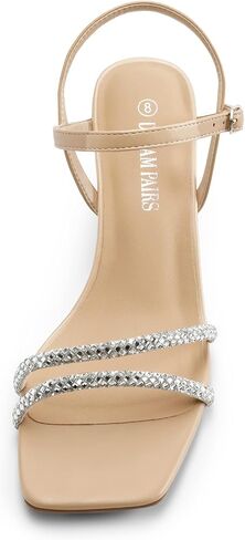 DREAM PAIRS Women Strappy Wedge Sandals Rhinestone Low Heel Sandals Square Open Toe Wedding Bridal Party Shoes for Evening Banquet Formal SDPW2325W HOT PINK-SATIN Size 7.5 in Saudi Arabia