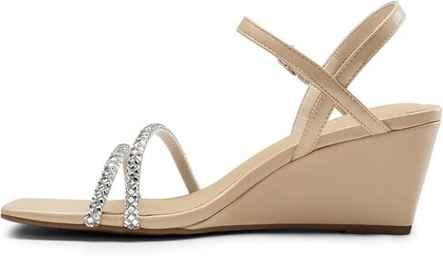 DREAM PAIRS Women Strappy Wedge Sandals Rhinestone Low Heel Sandals Square Open Toe Wedding Bridal Party Shoes for Evening Banquet Formal SDPW2325W HOT PINK-SATIN Size 7.5 in Saudi Arabia