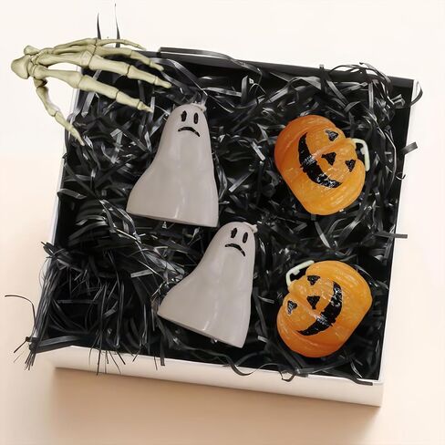 20 PCS Halloween Ghost Candles, Pumpkin and Ghost Scented Candles White Candles Spooky Candles, Mini Ghost Candles Pumpkin Shaped Candles for Home Halloween Party Decor in Saudi Arabia