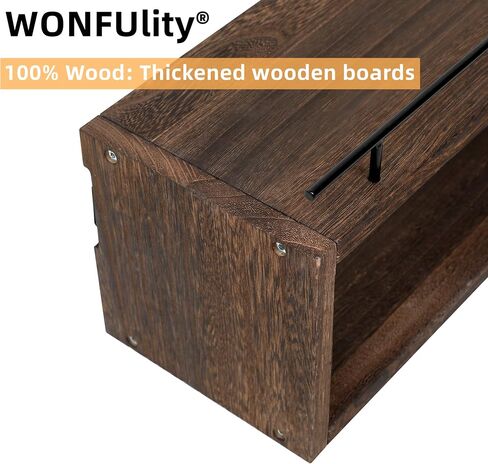 WONFUlity Bathroom Shelves, Wall Shelves with Storage Basket, Floating Shelves with Over Toilet Paper Holder, Farmhouse Wood Wall Shelves for Living Room, Bedroom, Kitchen,Wall Décor (4 Walnut) in Saudi Arabia