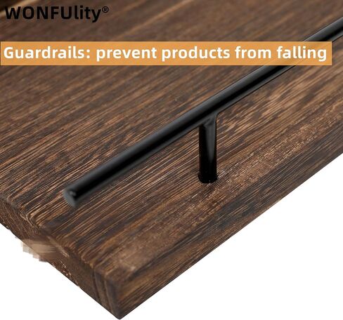 WONFUlity Bathroom Shelves, Wall Shelves with Storage Basket, Floating Shelves with Over Toilet Paper Holder, Farmhouse Wood Wall Shelves for Living Room, Bedroom, Kitchen,Wall Décor (4 Walnut) in Saudi Arabia