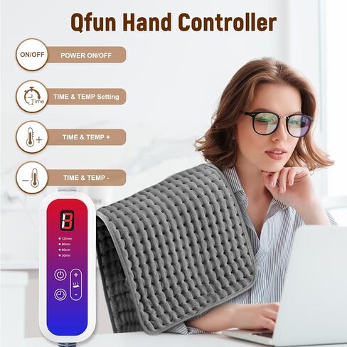 وسادة تسخين كبيرة جدًا من Qfun مقاس 20 بوصة × 40 بوصة XXXL لتخفيف آلام الظهر، وسادة تسخين كهربائية بحجم كينغ رطبة لتخفيف ألم العضلات، وسادات تسخين مع إعدادات الحرارة وإيقاف تلقائي للتشنجات والخصر والكتف (رمادي داكن) in Saudi Arabia