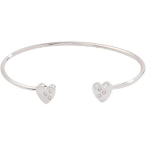 Alex and Ani AA734722SS,Hearts and Crystal Accents Flex Cuff,Shiny Silver,Silver, Bracelets