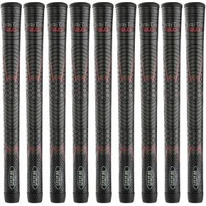 Winn Grips 52DT-JBK Dri-Tac 2.0 سلسلة تكنولوجيا البوليمر المتقدمة، حزمة مقابض الجولف 9 قطع - الحجم القياسي، أسود أحمر داكن