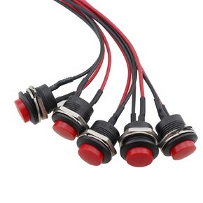 5PCS Round Momentary Pushbutton Switch 16MM Red Self Resetting Pushbutton Horn Switch Suitable for Vehicle and Marine and Motorcycle Conversion