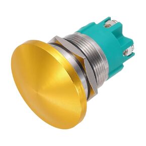 MECCANIXITY 1PCS 10A 250V AC 22mm 7/8" Momentary Mushroom Head Push Button Switch Gold 2NO Waterproof IP65 SPST Installing Domed Round 4 Screw Foot Switch