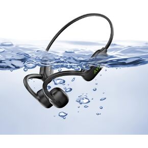 AYI Professional Swim Headphones True Bone Conduction Open Ear Headset MP3 Player Built-in 16G Memory IP68 Underwater Waterproof Bluetooth Earphone for Driving Bicycling Running Skiing Sports-Green