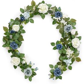 Ling's Moment 5FT Artificial Flower Garland Fake Rose Eucalyptus Garland Arch Flowers Vine for Wedding Party Backdrop Home Table Centerpieces Decorations (Sunset Terracotta)