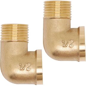 2pcs Brass Pipe Fitting 90 Degree Elbow 1/2" NPT Male to 1/2" NPT Male Pipe Fittings
