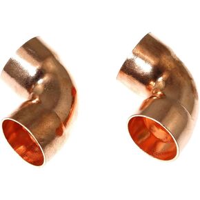 RLECS 2PCS 25.4 x 1.1mm/1.0inch 90 Degree Copper Elbow Short-Turn Copper Pipe Fitting Connector Copper Coupling Fittings Elbow Pressure Copper Fitting