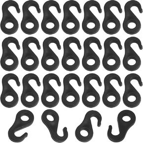 30PCS Bungee Cord Hook Length 3.6cm Plastic Camping Tent Hooks Canopy Windproof Hook Elastic Rope End Buckle Canopy Hook