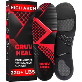210+lbs Powerful Plantar Fasciitis Insoles for Men and Women - Effective Arch Support - Superior Performance - Orthotic Insoles with High Arch for Work Сasual Boots Shoes (Ruby, S)