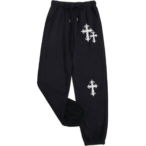Floerns Women's Cross Print Sweatpants Drawstring Waist Jogger Pants with Pocket