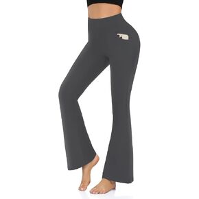 Hi Clasmix Women's Flare Leggings with Pockets-Wide Leg Yoga Pants Tummy Control Bell Bottom Leggings