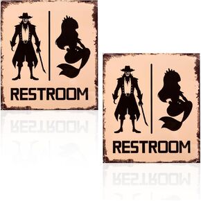 2pcs Halloween Restroom Marker Stickers, 14.37x12.6in Halloween Bathroom Stickers Adhesive Halloween Bathroom Door Labels Wall Stickers for Halloween Party Decorations (Bloody Halloween)
