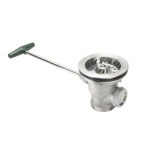 Krowne 22-800 Royal Series Ball Valve Twist Drain, 1-1/4" Overflow Outlet with Cap, fits 3-1/2" Sink Opening, Includes Vandal Resistant Screw for Strainer, Stainless Steel Ball Valve