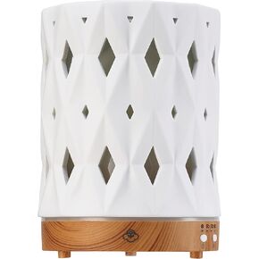 Serene House Zenith, Ultrasonic Essential Oil Cool Mist Diffuser – 7-Color Calming LED Light, Timer Control, Automatic Shut-Off – White Ceramic, 125ml