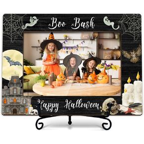 Halloween 4x6 Photo Frame With A Stand, Wooden Photo Frame For Boy, Girls, Adult, Happy Halloween Home Decoration, Memorable Halloween Gifts-F15