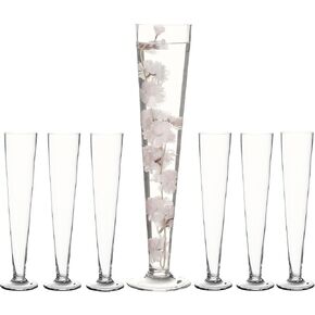 Craft and Party, Sets of 6, Clear Trumpet Vases, 24" Height. (6, 24")
