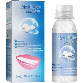 Tooth Repair Beads Kit, 30ml Moldable Thermal Fitting Beads Temporary Teeth Replacement Kit for Temporary Restoration of Missing & Broken Teeth Replacement Dentures, DIY Heat Fit Bead