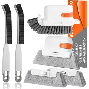 6 Pcs Magic Window Groove Cleaning Brushes, Hand-held Track Cleaner Tool Set for Sliding Door, Track, Sill, Tile Lines, Shutter, Car Vents, Barbecue Grill, Keyboard, Small Spaces Clean