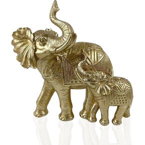Elephant Statue for Home Decor Gold 9.2IN,Elephant Statues for Table Deskr-Elephant Decor for Living Room-Indoor Elephant Gift for Relaxation Meditation or Shrine
