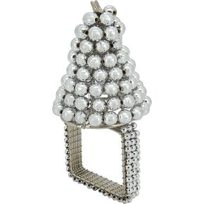 Saro Lifestyle Pearl Christmas Tree Napkin Rings (Set of 4), Gold