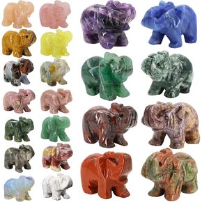 Gemstone Elephant Figurines 1PC, Green Jade Stone Carving Elephant Small Elephant Gifts Crystal Animal Figurines Hand-Carved Elephant Statues for Home Decor