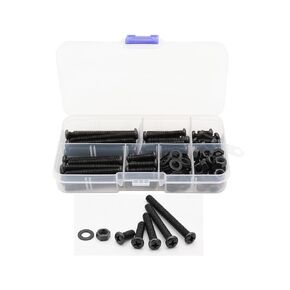 LBY 160pcs M5 Machine Screws(Truss Head), Phillips Pan Head Bolts Nuts Flat Washers, Carbon Steel, Blackening