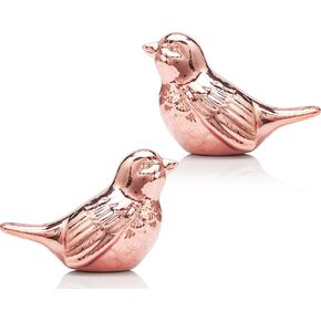 Small Bird Statue (2-Pack, 3.5 inch) Red Accent Small Knick Knacks for Home Office Shelf Desk Table Decor, Modern Bird Figurine Decorative Ornaments for White Elephant Funny Gag Gifts