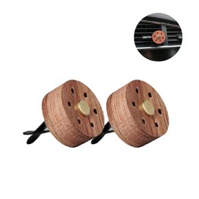Yeejok Essential Oil Diffuser for Car with Vent Clip, Wooden Stainless Steel Lava Stone Aromatherapy Diffuser Locket Mini Air Freshener for Travel, 2 Pack