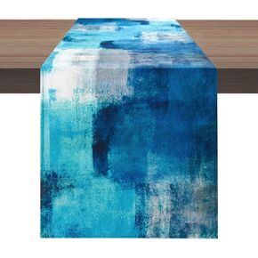 Black Grey Watercolor Table Runner 90 Inches Long, Art Abstract Modern Table Runners for Seasonal Decor Party Kitchen Dining Coffee Table Wedding Home, Machine Washable (13"x90", Black Grey)