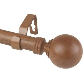 Rod Desyne 1" Evelyne Faux Wood Single Curtain Rod, 48-84 inch, Chestnut
