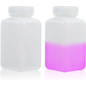 Square Reagent Bottle HDPE Wide Mouth Plastic Bottle, 4 pcs of 250ml Sample Sealing Storage Container for Laboratories, Classrooms, or Storage at Home, LVAM001